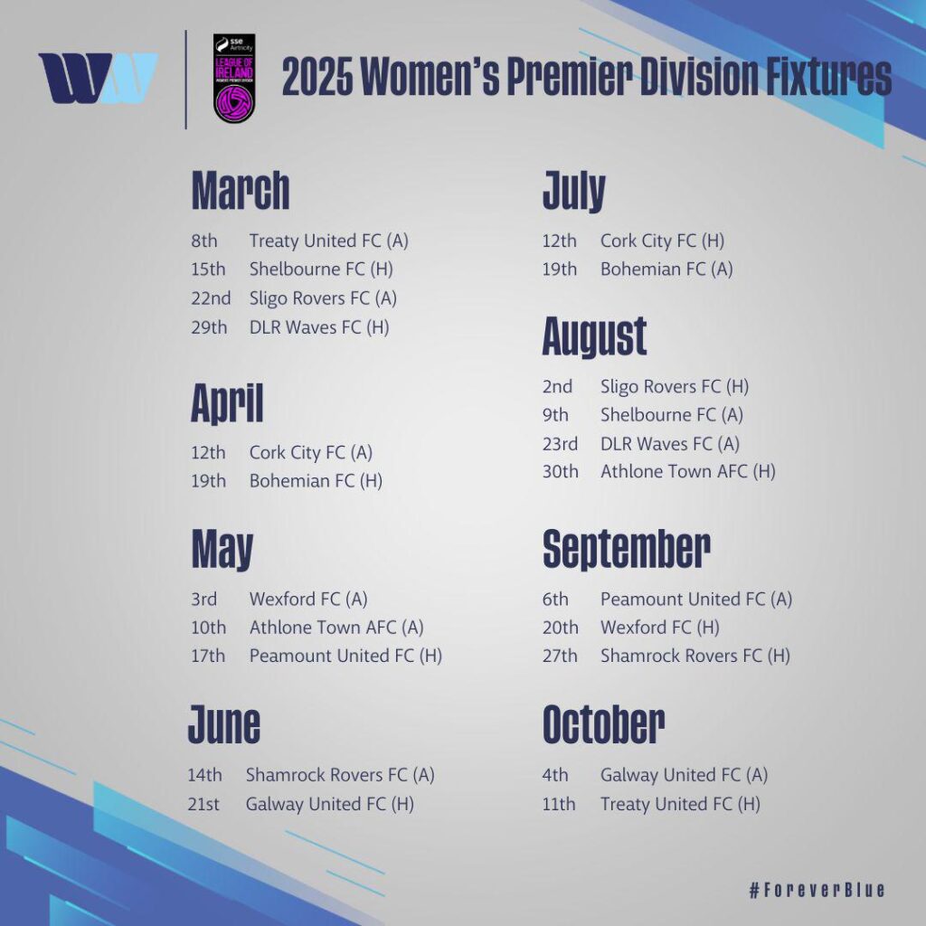 Waterford Womens FC Fixtures 2025 Hess Sports Group